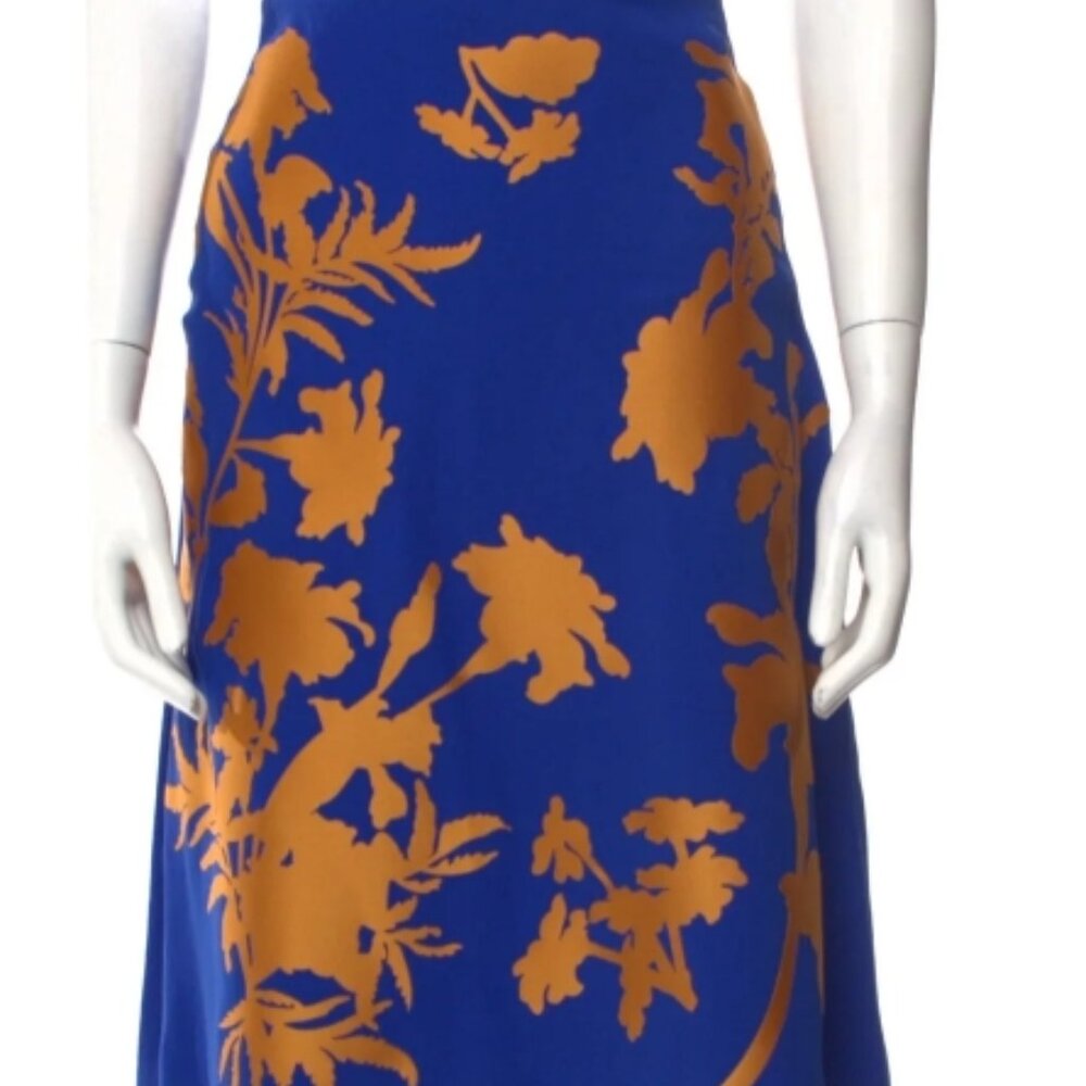 NWOT Jonathan Saunders Blue Floral Abstract Knee-Length Skirt L FR42 $620